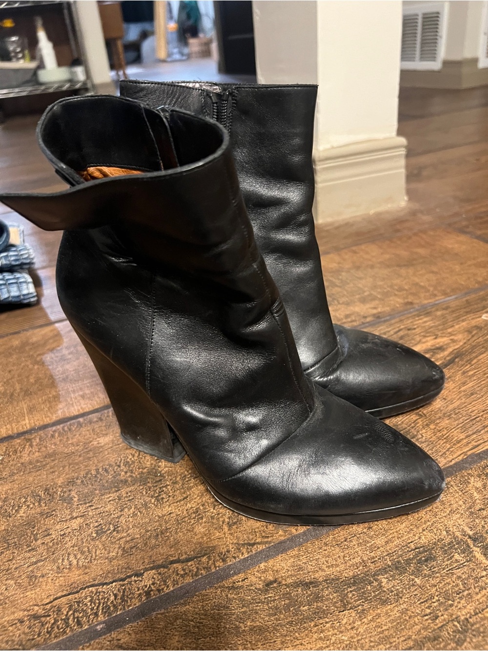 Vince Black Leather Ankle Booties
